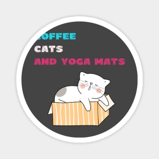 Coffee cats and yoga mats funny yoga and cat drawing Magnet